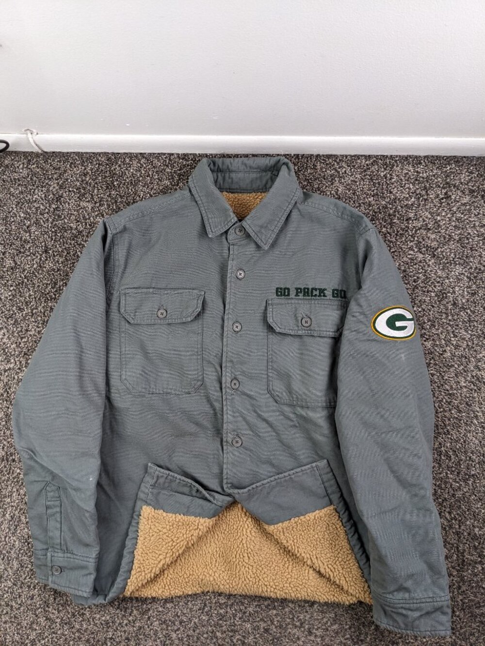 2022 Green Bay Packers Jacket NFL Darius Rucker Canvas Sherpa Lined Mens Medium